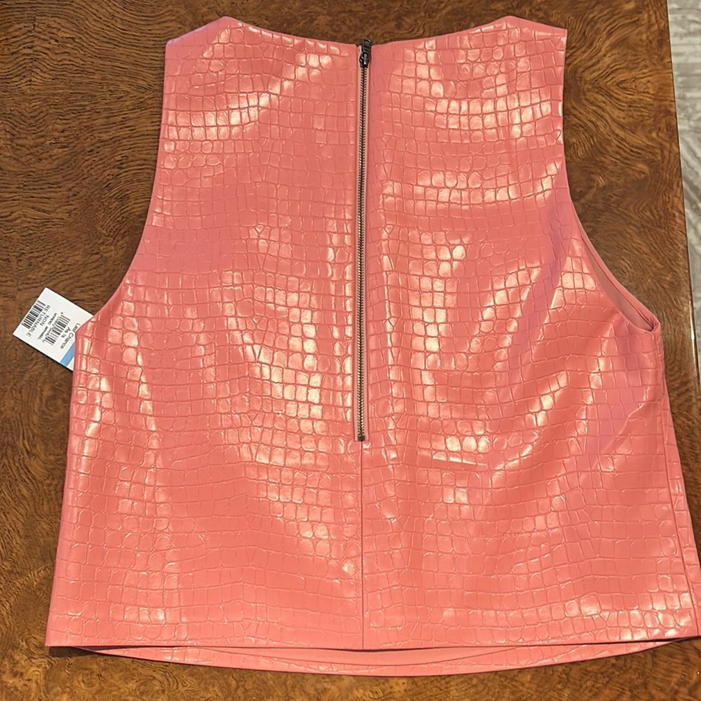 ALICE + OLIVIA Pink Amal Vegan Croc-Embossed Corp Top sz8 NWT - Picture 5 of 7